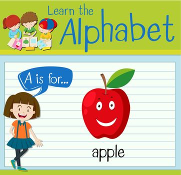 Flashcard letter A is for apple
