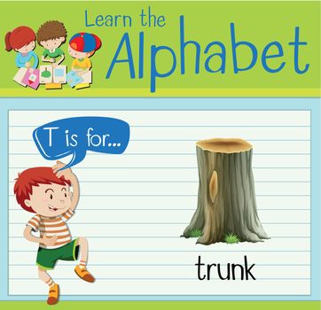 Flashcard letter T is for trunk