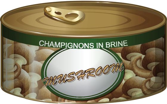 Can of champignons in brine