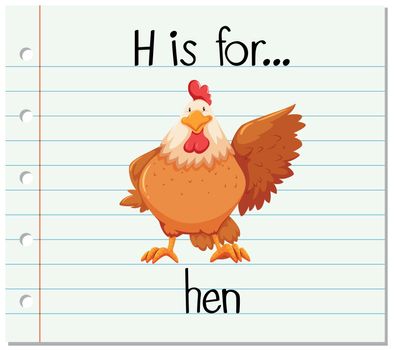 Flashcard letter H is for hen