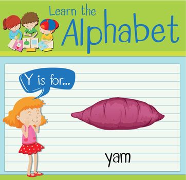 Flashcard letter Y is for yam
