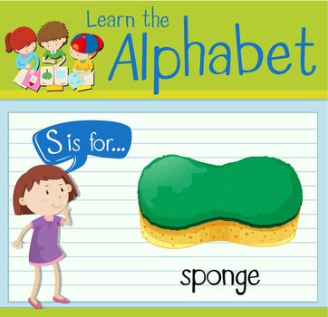 Flashcard letter S is for sponge