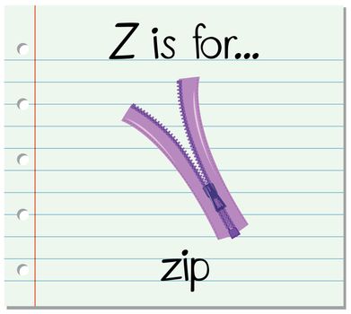 Flashcard letter Z is for zip