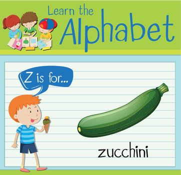 Flashcard letter Z is for zucchini