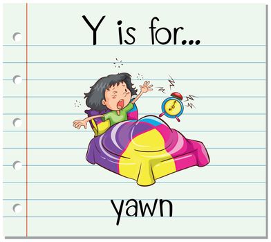 Flashcard letter Y is for yawn