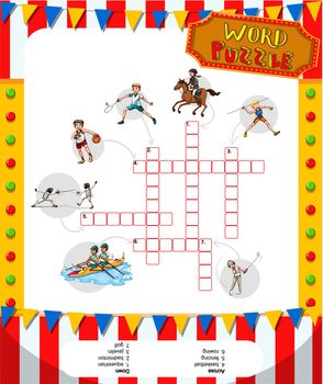 Word game puzzle design with sport theme