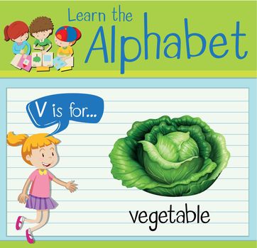 Flashcard letter V is for vegetable