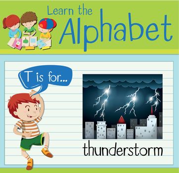 Flashcard letter T is for thunderstorm