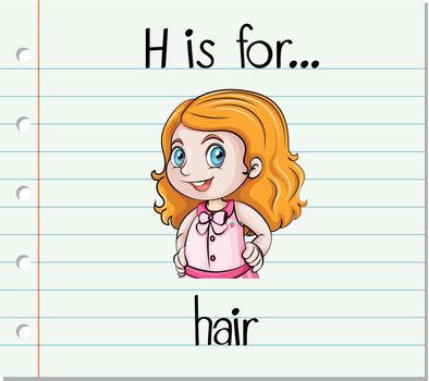 Flashcard letter H is for hair
