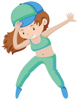 Woman in green doing aerobic