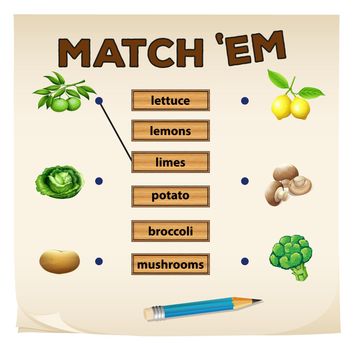 Matching game with fresh vegetables