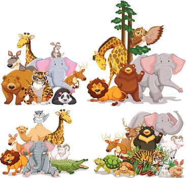 Group of different types of animals