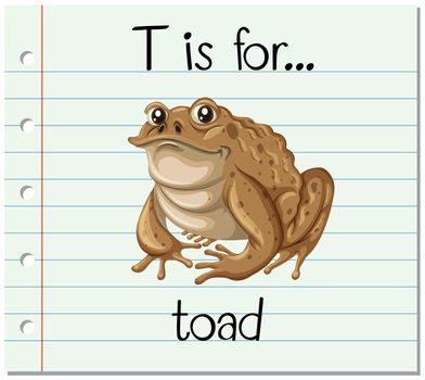 Flashcard letter T is for toad
