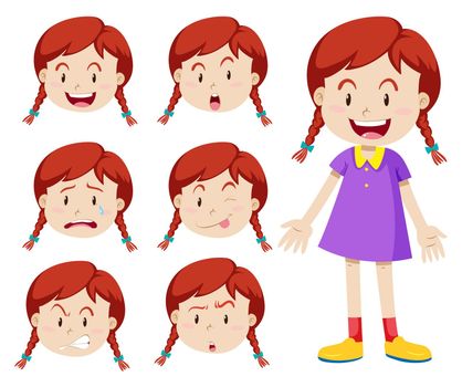 Red hair girl with facial expressions