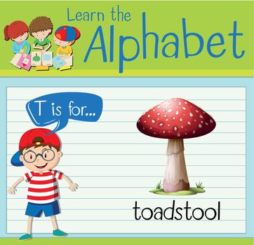 Flashcard letter t is for toadstool