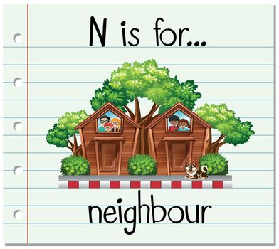 Flashcard letter N is for neighbour