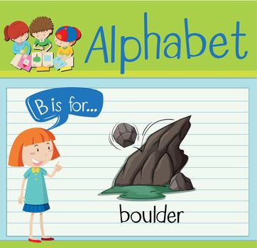 Flashcard alphabet B is for boulder
