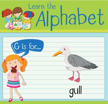 Flashcard letter G is for gull