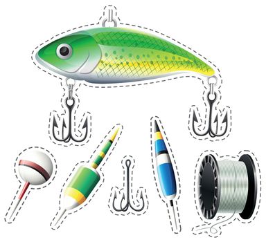 Fishing equipment with hooks and floats