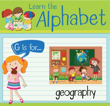 Flashcard letter G is for geography