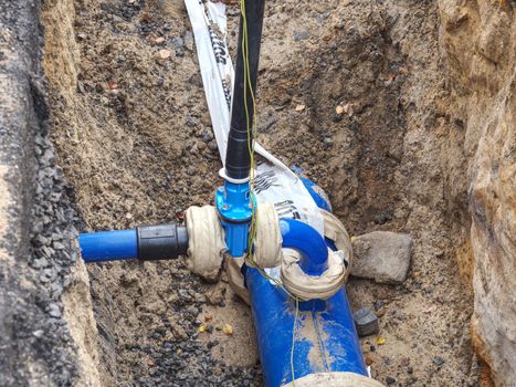 Repair of the underground  broken pipe with replace new