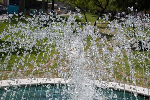 The fountains gushing sparkling water in a poo