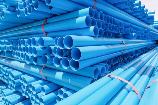 PVC pipe stacked in warehouse