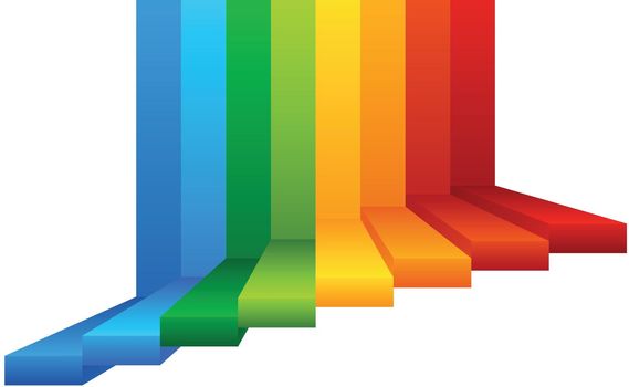 A Colourful Stairway on White Background