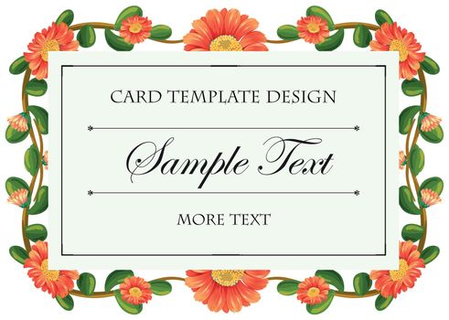 Card template with calendula flowers frame