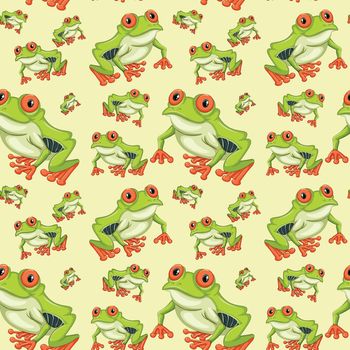 Red eyed tree frog seamless pattern