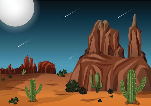 Desert at night time scene
