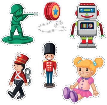 Sticker design with different dolls