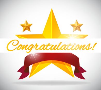 Card template for congratulation with stars background