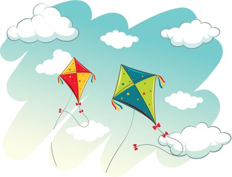 Scene with two kites in the sky