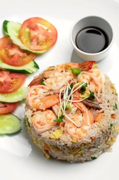 thai shrimp seafood fried rice meal in bangkok restaurant thailand