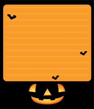 Paper template with jack-o-lantern and bats