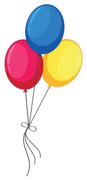 Colourful helium balloons on white background