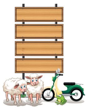 Wooden sign template and sheeps