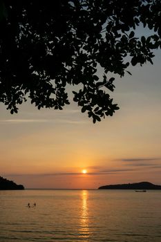 view from Koh Ta Kiev island in cambodia at sunset