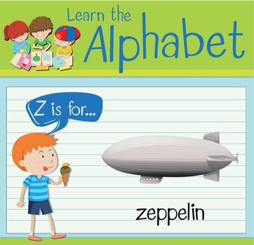 Flashcard letter Z is for zeppelin