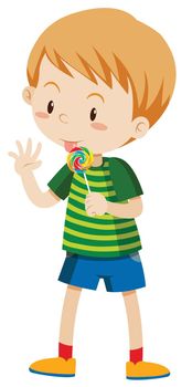 Little boy licking lollipop