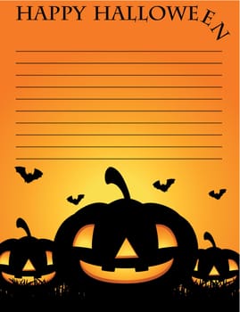 Paper template with jack-o-lantern in background