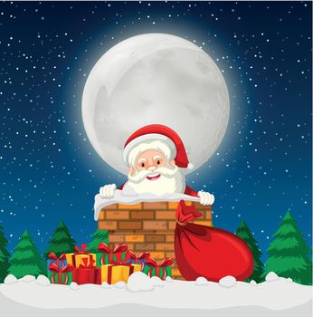 Santa in a chimney scene