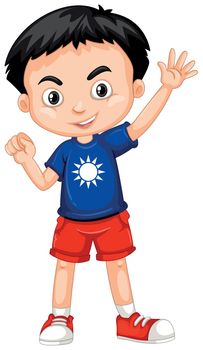 Taiwanese boy in blue shirt