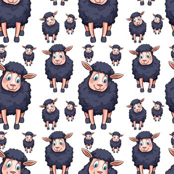 Seamless background design with black sheeps
