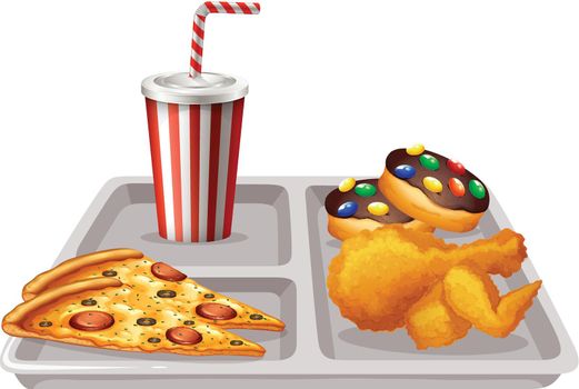 Tray with food and drink