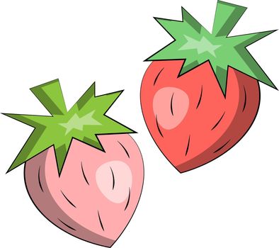 Single element Strawberry. Draw illustration in color