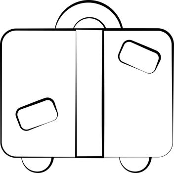 Single element Suitcase. Draw illustration in black and white