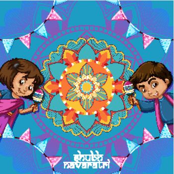 Two kids on Navaratri poster design