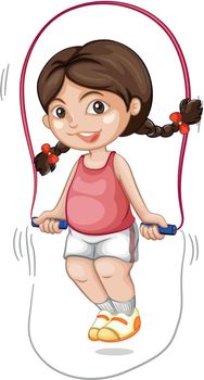 A chubby girl skipping the rope